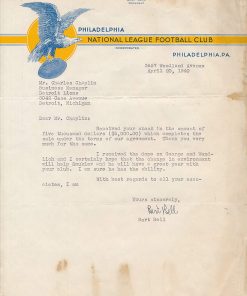 B08V81HCF1 Bert Bell HOF Philadelphia Signed 1940 TLS Typed Letter PSA/DNA 157600