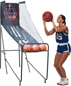 B08T1H9X73 LXLA Indoor Training Basketball Arcade Game for Adult, Single Shot Basket Hoop Stand for Home/Stadium/Gym, 3 Balls & Pump Included