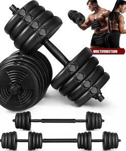 B08T1S6YB1 MOVTOTOP Dumbbells Set, 2 in 1 Barbell Weight Set Solid Adjustable Weight Dumbbells up to 66LBS with Connecting Rod & Anti-Slip Weight Dumbbell Set for Men & Women Strength Training Workout Gym