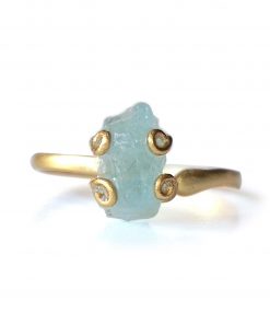 B08TQFFZ2L 14K Gold Filled Raw Brazilian Aquamarine Crystal Ring Blue Gemstone - Solitaire Promise Engagement Rings - March Birthstone Women Jewelry Gift - Birthday Gift For Her Wife Girlfriend Daughter Mothers