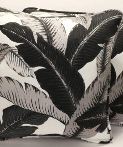B08X3SW6C7 A set of 2 18" Outdoor Fabric Swaying Palms Onyx Black and Gray Decorative Throw Pillows and Forms