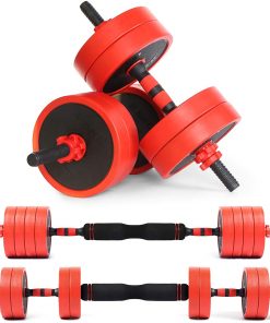 B08S737VRP RitFit 2 in 1 Adjustable Dumbbells and Barbell Set with Comfortable Foam Connecting Rod, Fitness Free Weights 38, 48, 60, 72, 82LBS for Men & Women Home Office Workout