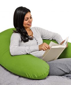 B0085ZPGTC Yogibo Support Reading Pillow, Unique U-Shaped Backrest with Arms, Provides A Lift for Watching TV, Gaming, Working, Filled with Soft Micro-Beads, Green