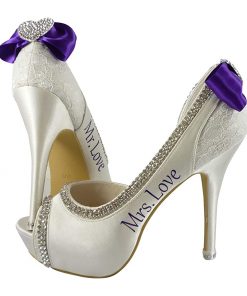 B08TV1HSFQ Customizable Wedding Shoes, Purple Heart, Bows, White Ivory