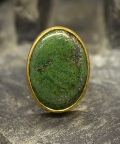 B08TCB4XS2 Green Lapis Lazuli Ring | 24K Gold Plated | Tree Bark Handmade Silver Ring | 925 Sterling Silver | Lucky Ring | Gift For Her by Pellada