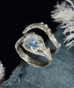 B08RNXC9RZ Moonstone Ring Set"Ariel" | Moonstone Engagement ring set | Branch ring | Wedding rings | Moonstone jewelry | Rings for Women | Rings set