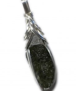 B08S71BHSZ Rocks2Rings Genuine Moldavite Crystal with Large Herkimer Diamond Necklace Pendant - VERY high vibration combination Czech Republic Tektite Healing Stone S61