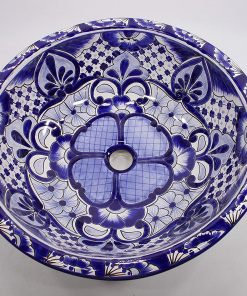 B08WX41R7L 16" ROUND TALAVERA drop in sink mexican bathroom handmade ceramic folk art