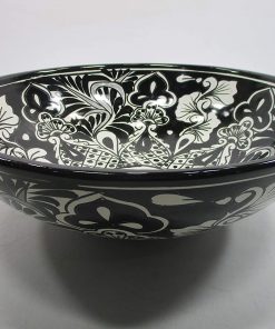 B08X1K1FXX 14" round TALAVERA VESSEL SINK Mexican handmade ceramic bathroom basin, folk art