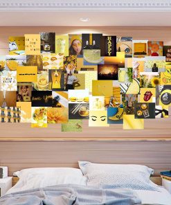 B08SW6FKYS Yellow Aesthetic Collage Kit | 54 Piece| Wall Decor | VSCO Teen Girl Wall Decor Aesthetic | Dorm Collage Kit | Apartment Collage Kit