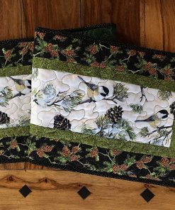 B08V8SPS4C Table Runner with Birds, Pine Cones and Mountain Chickadees Quilted Table Runner, Dining Coffee Table Buffet, 13x48 inch Winter Rustic Decor Everyday End Table