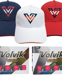 B08TB4SL57 Volvik Vivid 3-Pieces Matte Finish Color Golf Balls 2 Dozen (Pink Color 24 Balls) Gift Set Bundle with 3 Color V-Logo Hats (White, Navy, Red)