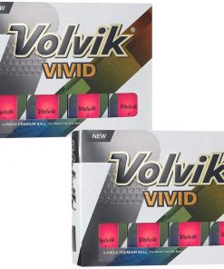 B08TB14FV3 Volvik Vivid 3-Pieces Matte Finish Color Golf Balls 2 Dozen (24 Balls)- Pink Color