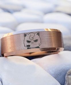 B08XB3XL4H Jiggly Puff Pouty Angry Kawaii Chibi I Choose You Wedding Band Pokemon Jewelry Anime ring anime Gift Pikachu Wedding Band Pokeball Ring