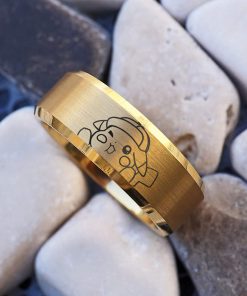 B08XBHJVXG Detective Pikachu I Choose You Wedding Band Pokemon Jewelry Anime ring anime Gift Pikachu Wedding Band Pokeball Ring