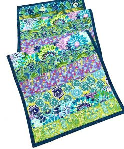 B08W2CTRXZ Table Runner for Dining Table, Bold Blue Green Purple Floral Quilted Table Runner, Dining Room Coffee Table, Reversible 13.5x59 inch Handmade Bright Spring Summer Easter Mat