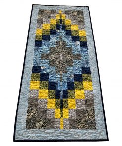 B08X3BF1X2 Handmade Quilted Table Runner, Quilted Table Topper - Shades of Blue and Grey - Bargello - 16-1/2â€ wide x 35-1/2â€ long
