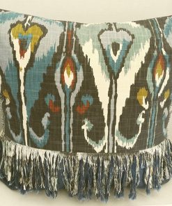 B08TRZWQY2 Handmade Denim Pillow-Custom Blue Throw Pillows-Ikat Pillow-Ethnic Print Pillows-Large Throw Cushions