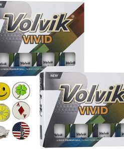 B08TB49GPS Volvik Vivid 3-Pieces Matte Finish Color Golf Balls Gift 2 Dozen (White Color 24 Balls) Set Bundle with 5 Ball Marker and 1 Magnet Hat Clip