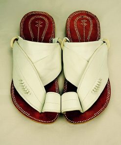 B08WKQNKS1 Men's White Leather Handmade Sandals ~ SandCruisers ~ Traditional Arabian Sandals
