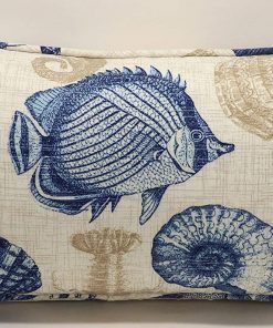 B08X18ZDBX One 14" by 26" Oblong Fish Sealife Marine Blue Cream Tan Indoor/Outdoor Fabric New Designer Throw Pillow Covers