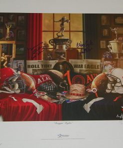 B08W9NX9KY Gene Stallings & Pat Dye Signed Autographed Auto UA Alabama Crimson Tide Auburn Tigers"Bragging Rights" Football Print w/Roll Tide & War Eagle - Proof