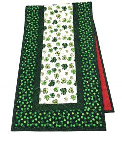 B08WJL2T5C St Patrick's Day Shamrocks Quilted Table Runner, 13x48 inch Reversible Christmas Patriotic Valentines Red, Coffee End Table Dining Table, St Patty's Day Decor