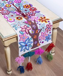 B08T6N25GC White table runner from Peru, Table linens wedding, Home Decor Table Centerpiece, Kitchen Table cover, Hand-woven Wool Dining table runner