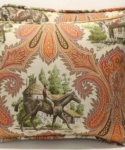 B08V4PD8R7 Set of 2 14" by 18" Oblong Horse Country Scene Paisley Brown Tan Handmade Decorative Throw Pillow Covers
