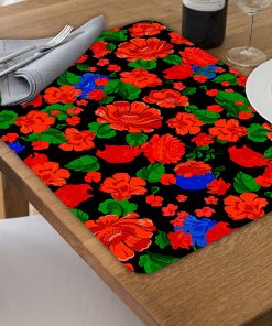 B08WQ4CXBY Set of 4 Unique Rigid brilliant Placemats or chargers in mexican wood handmade artisan work. Covered with resin and durable materials. Ideal for Dining Table Model: ROSE GARDEN - Free Express Shipping