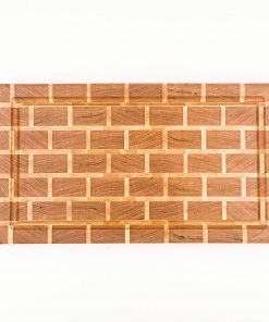 B08WR518PP Large Handmade Cherry and Maple Brick Patterned Wood Cutting Board Made in the USA-16x10x1.75 Non-Slip Feet-Juice Groove-Integrated Handles