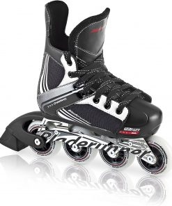 B0082C6F0M Rollerblade Bladerunner Dynamo Jr Size Adjustable Hockey Inline Skate, Black and Red, Inline Skates