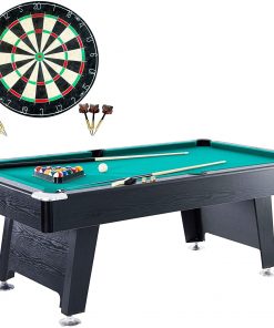B08SRFY1T9 Billiard 84" Arcade Pool Table with Bonus Dartboard Set for Family, Party, Green, Sports, Outdoors, Recreation, Game Room, Indoor.