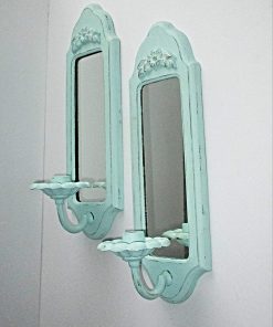 B08VNCSMRB Wall Sconces, Wooden Candle Holders, Mirrored Wall Sconces, Wall Decor, Distressed Shabby Chic, Cottage Farmhouse Decor