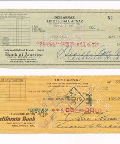 B08TKV8HK2 Lot of 2 Lucille Ball & Desi Arnaz Dual-Signed Authentic Bank Checks 157474
