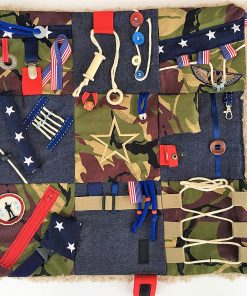 B08VQVVMYY VETERANS Design Fidget and Sensory Quilt - with FAUX FUR BACKING - for people with Memory Loss, Dementia & Alzheimer's. Size 20" x 20"