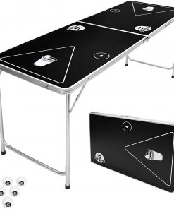 B00554DLPM GoPong 6-Foot Portable Folding Beer Pong / Flip Cup Table (6 balls included)