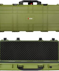 B08V162LSB Eylar 53" Inch Protective Roller Tactical Rifle Hard Case with Foam, Mil-Spec Waterproof & Crushproof, Two Rifles Or Multiple Guns, Pressure Valve with Lockable Fittings Green