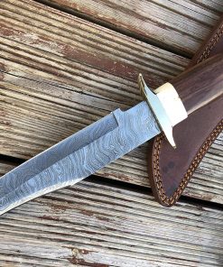 B00A4FVVP4 Perkin Knives - Damascus Steel Hunting Knife - Bowie Fixed Blade Knives