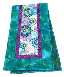 B08WPD957D Quilted Table Runner, Modern Flowers Blue Purple Green, 13x48 inch, Reversible Spring Easter Dining Coffee Table Centerpiece Handmade Everyday Shabby Chic Retro
