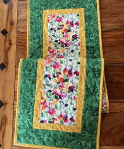 B08WPTYFH5 Spring Yellow Orange Pink Flowers Quilted Table Runner, Easter Dining Coffee Table Mat, Reversible 13x48 inch Watercolor Garden Floral Nature