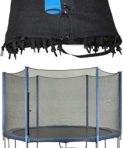 B003P4DQ04 Upper Bounce Round Trampoline Safety Net-Round Trampoline Using Variant Straight Poles-Breathable Weather-Resistant Trampoline Net Replacement-Installs Outside of Frame