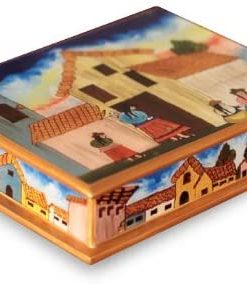 B0081VO0BU NOVICA Decorative Reverse Painted Glass Jewelry Box, Multicolor, Village Houses'