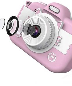 B08X4TQBK8 LKYBOA Pink Blue Children's Camera -Kids Camera for Girls or Boys, Anti-Drop Kid Digital Camera with Soft Silicone Shell and 8 Pixel Dual Lens (Color : Pink)