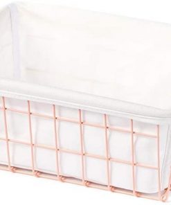 B08W29M5B7 Iron Art Cosmetic Storage Basket, Desktop Organizer Storage Box Home Storage Box Wire Baskets for Storage and Organization (Color : Pink)