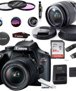 B08TCGYRP3 EOS Rebel T100 Digital SLR Camera with 18-55mm Lens Kit + Expo Basic Accessories Bundle