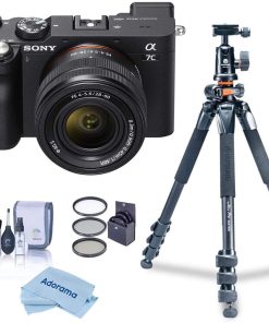 B08RJ9DZN6 Sony Alpha 7C Mirrorless Camera with FE 28-60mm f/4-5.6 Lens, Black - Bundle with Vanguard Alta Pro 264AT Tripod and TBH-100 Head, Filter Kit, Cleaning Kit, Cloth