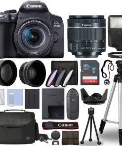 B08VZSY3DL Canon EOS 850D / Rebel T8i Digital SLR Camera Body w/Canon EF-S 18-55mm f/4-5.6 is STM Lens 3 Lens DSLR Kit Bundled with Complete Accessory Bundle + 64GB + Flash + Case & More - International Model