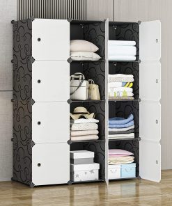 B08SM6L2RK MAGINELS Large Cube Storage - 14"x18" Depth (12 Cubes) Organizer Shelves Clothes Dresser Closet Storage Organizer Cabinet Shelving Bookshelf Toy Organizer, Black