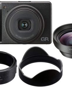B08V4QVFLH Ricoh GR III Digital Camera - Black - Bundle GW-4 Wide Conversion Lens for GR III Digital Camera, GA-1 Lens Adapter